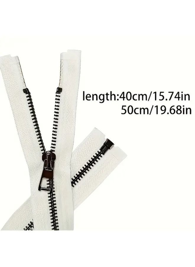 Wine Red 40cm Metal Zipper With Lock For Jackets Leather Coats DIY Sewing - Image 4